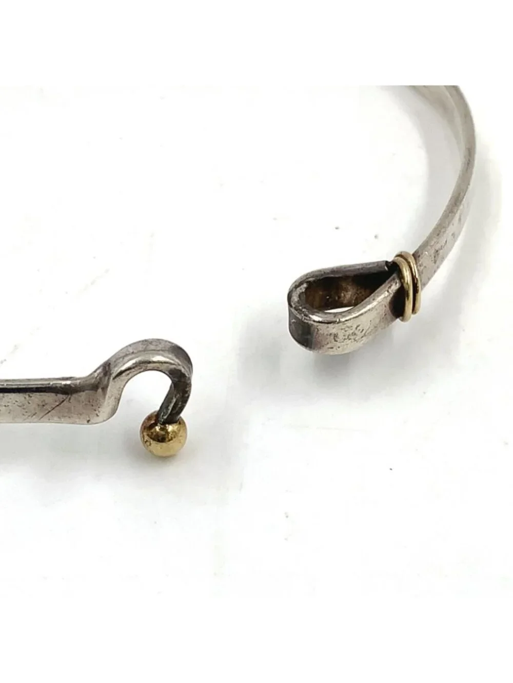 Tiffany & Co Hook Eye Yellow Gold Silver Bangle Bracelet